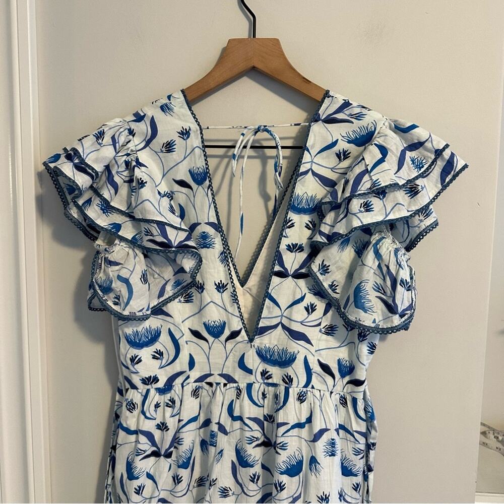Tuckernuck Monsoon & Beyond White Blue Floral Cotton Maxi Dress XS - Picture 9 of 15